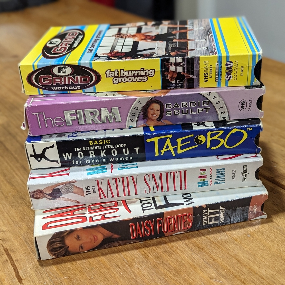 Lot of 5 90s Vintage Workout VHS Tapes MTV Tae Bo Fitness